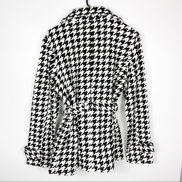 NEW Cato Black White Houndstooth Print Belted Jacket Women’s Size Medium - Picture 2 of 6